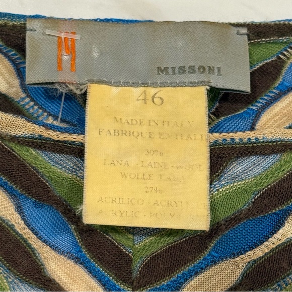 MISSONI Knit Top Vintage Multicolor Chevron Long Sleeve, Size S - Picture 4 of 6